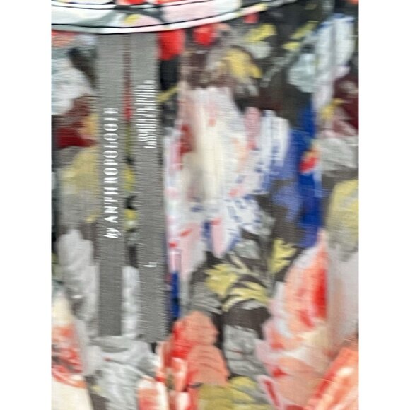 Anthropologie Marias Printed Chiffon Maxi Dress Floral Long Sleeve Sheer Sz L - Picture 5 of 7